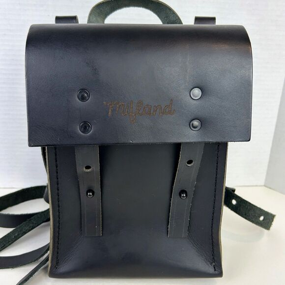 Mifland Bedford Bag USA Made Full Leather Backpack Black Rucksack Adjustable Med main image 5